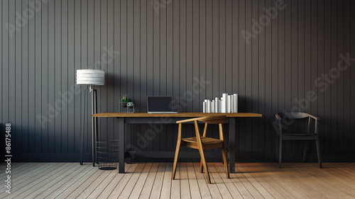Canvas Print The modern interior of home office / 3D render image classical composition