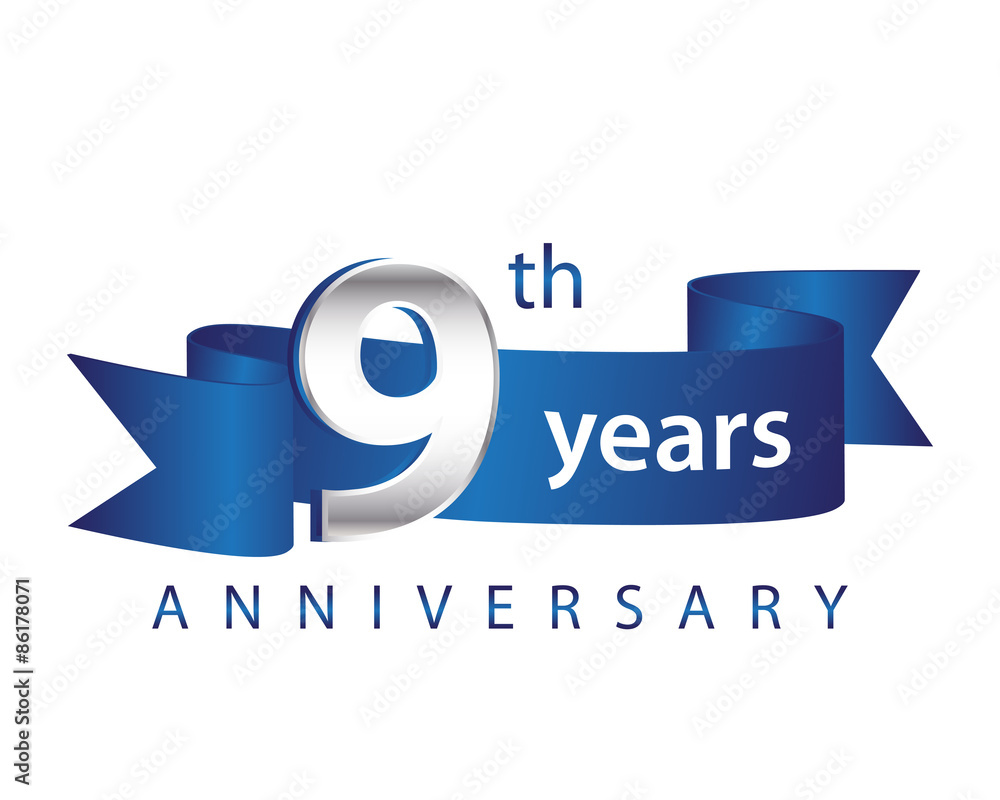 9 Years Anniversary Logo Blue Ribbon