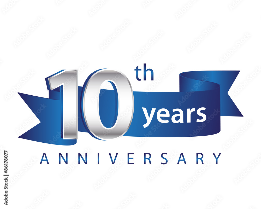 Template logo 10 year anniversary Royalty Free Vector Image