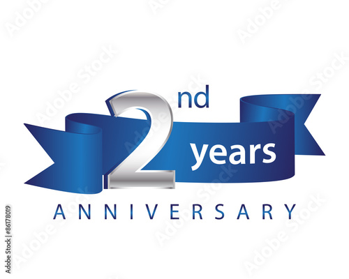 2 Years Anniversary Logo Blue Ribbon