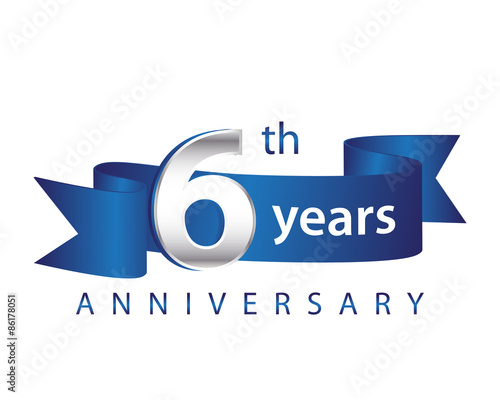 6 Years Anniversary Logo Blue Ribbon photo