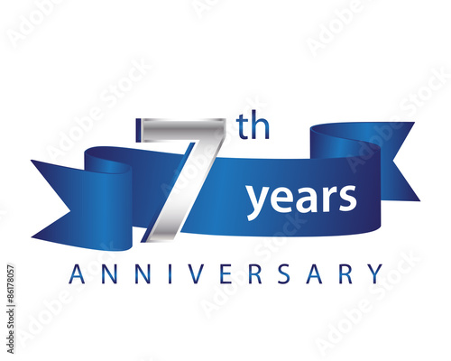 7 Years Anniversary Logo Blue Ribbon