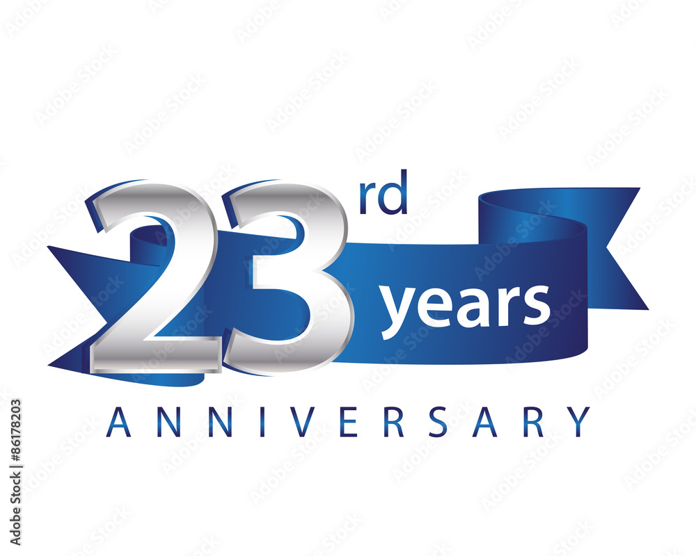 23 Years Anniversary Logo Blue Ribbon