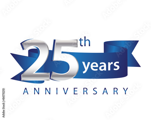 25 Years Anniversary Logo Blue Ribbon