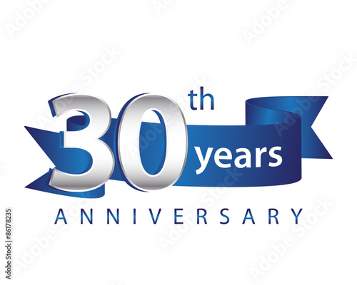 30 Years Anniversary Logo Blue Ribbon