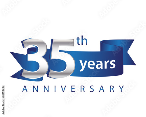 35 Years Anniversary Logo Blue Ribbon