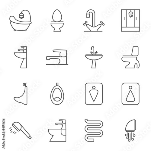 Sanitary engineering flat vector icon set
