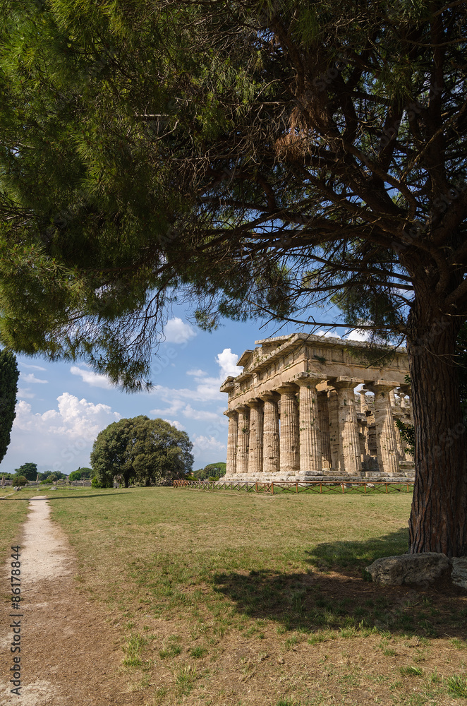 Archaeological  site of Paestum , Temple of Neptune . Italy