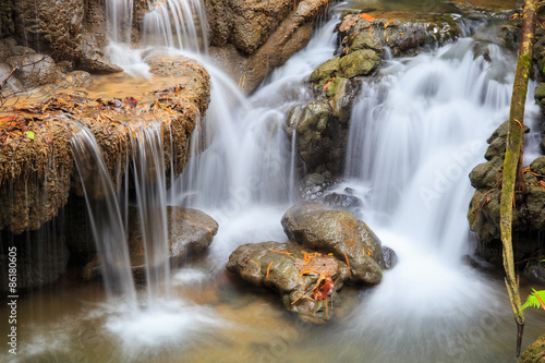 Huai Mae Khamin waterfall in deep forest, Thailand