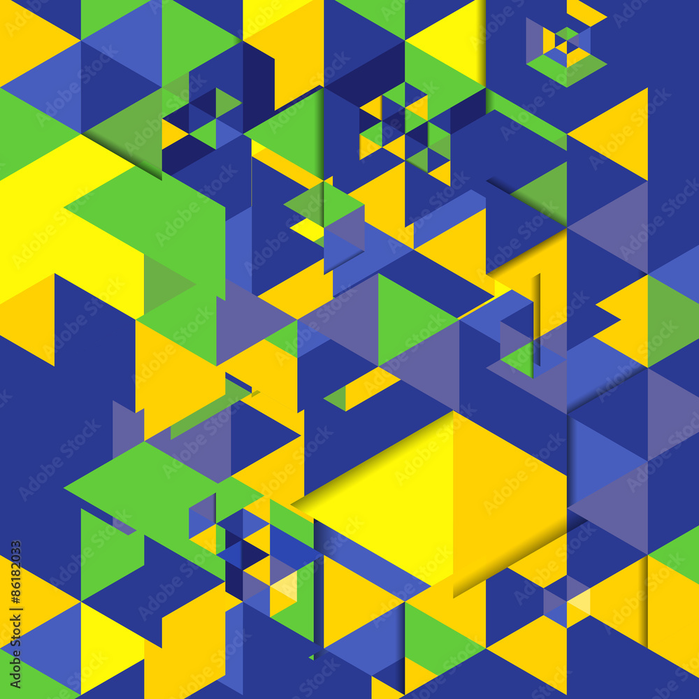 Vector geometric background in Brazil flag concept Vector geometric background in Brazil flag concept