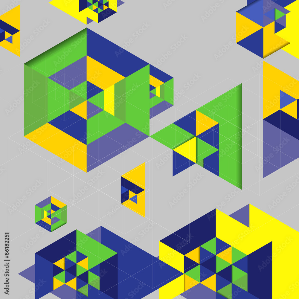 Vector geometric background in Brazil flag concept Vector geometric background in Brazil flag concept