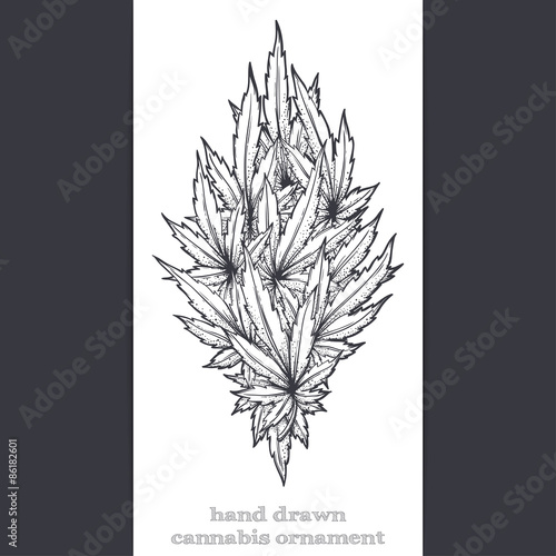 Abstract Ornament of Cannabis Black