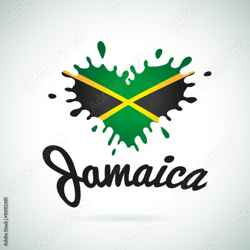 Love Jamaica lettering Heart illustration, carribean music logo