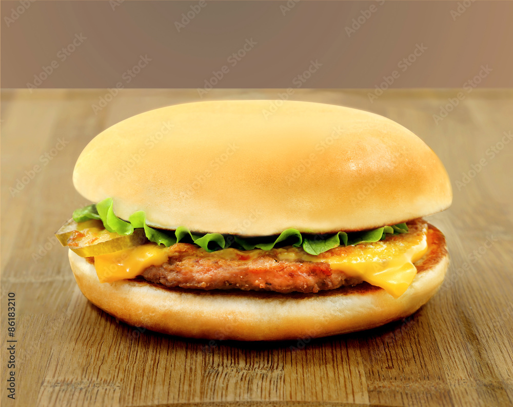 tasty Burger with meat and cheese