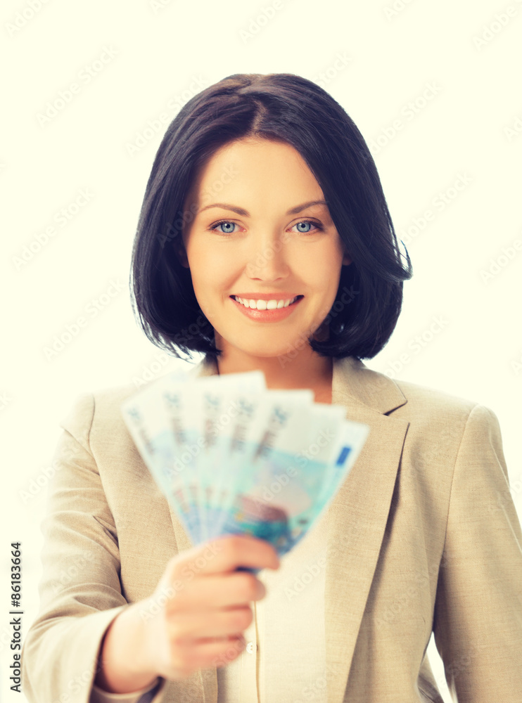 lovely woman with euro cash money lovely woman with euro cash money