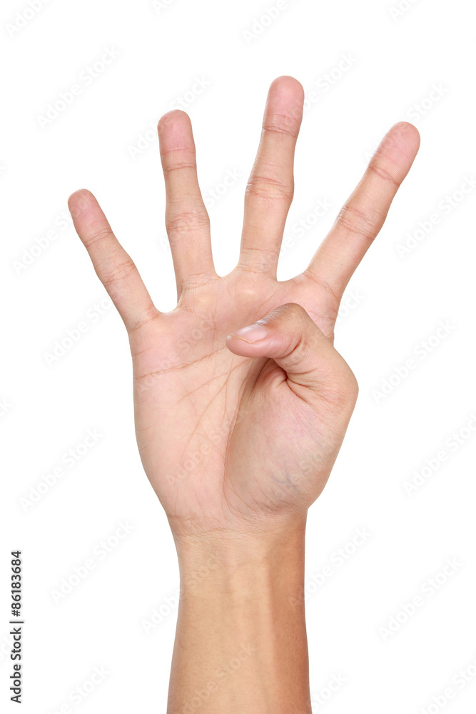 Hand gestures counting four, isolated Hand gestures counting four, isolated