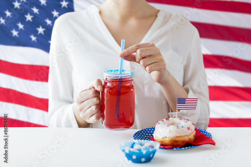 woman celebrating american independence day