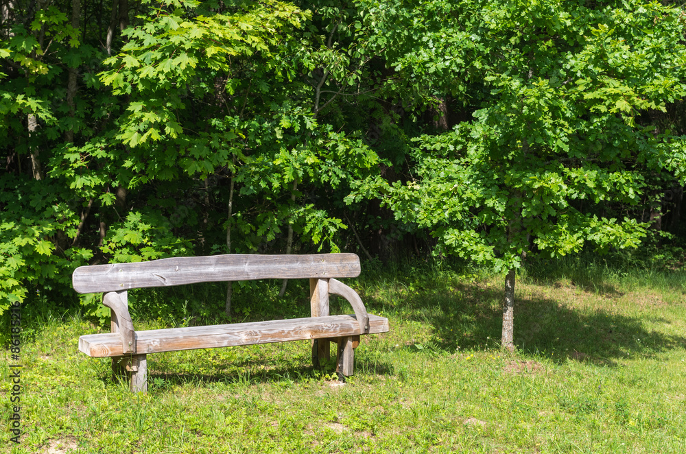 Old wooden bench in a city park Old wooden bench in a city park