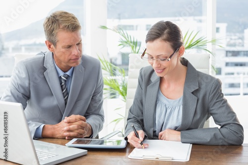 Wallpaper Mural Smiling business partners working together Torontodigital.ca