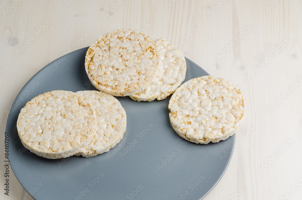 rice cake, puffed rice on table rice cake, puffed rice on table