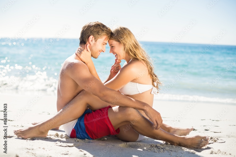 Happy couple in swimsuit
