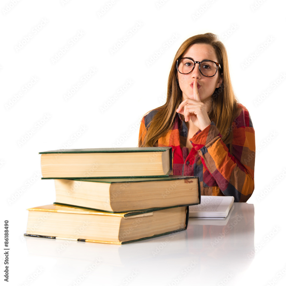 Student making silence gesture Student making silence gesture