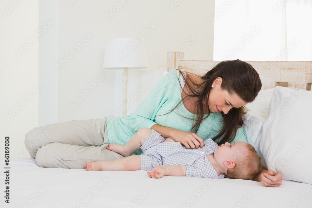 Happy mother with her baby boy Happy mother with her baby boy