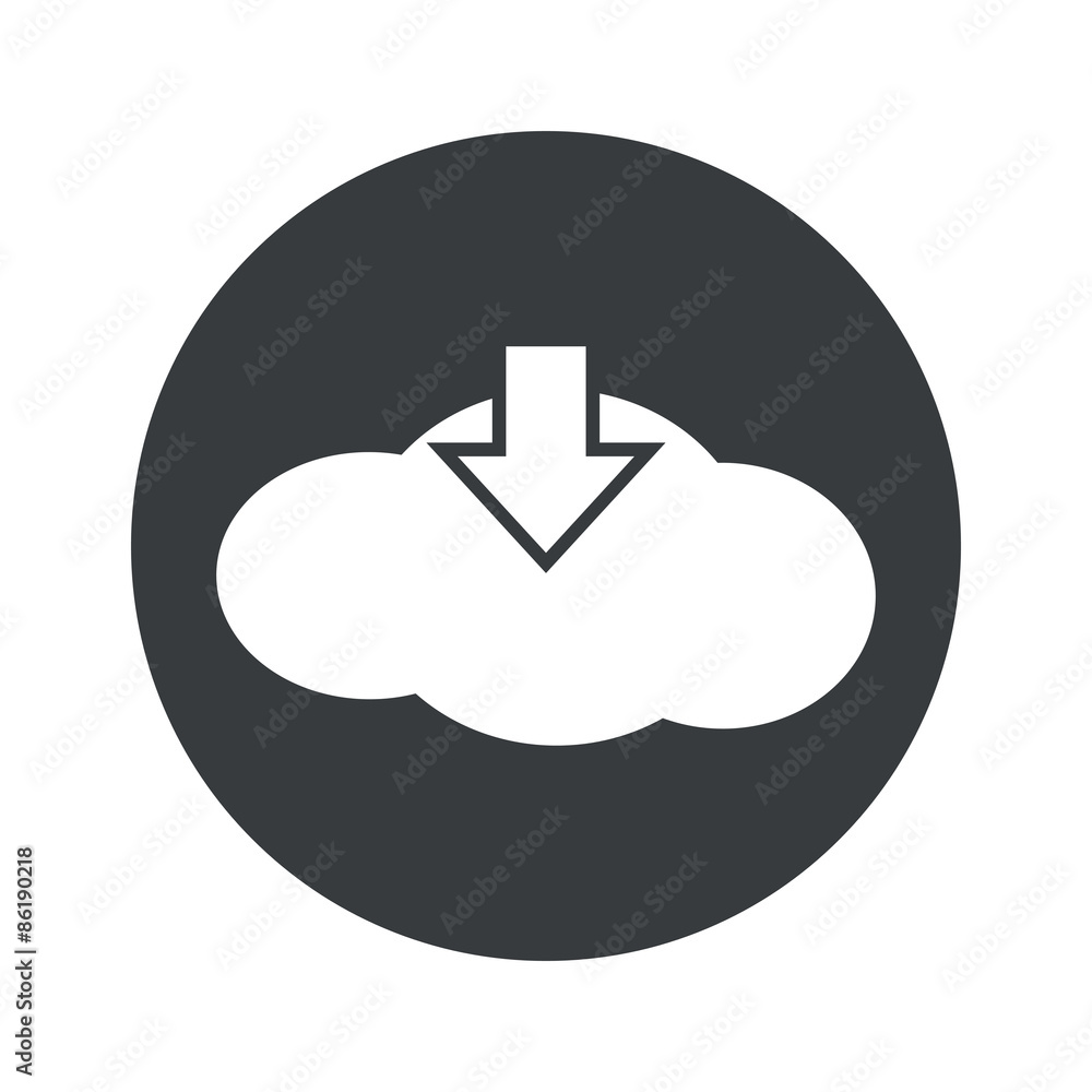 Monochrome round cloud download icon Monochrome round cloud download icon