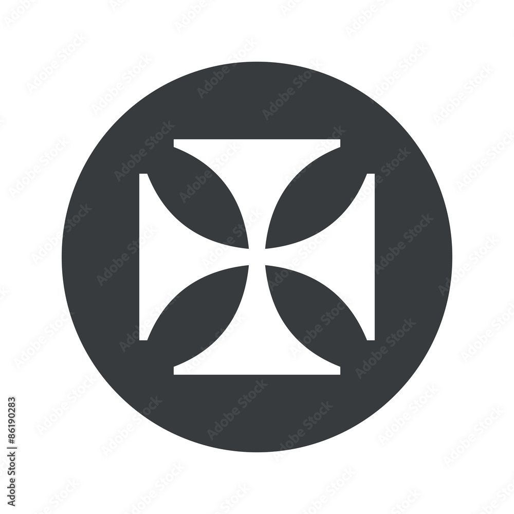 Monochrome round maltese cross icon