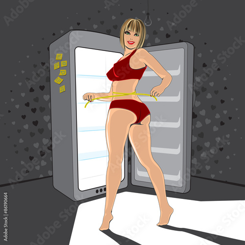 woman near by fridge at night