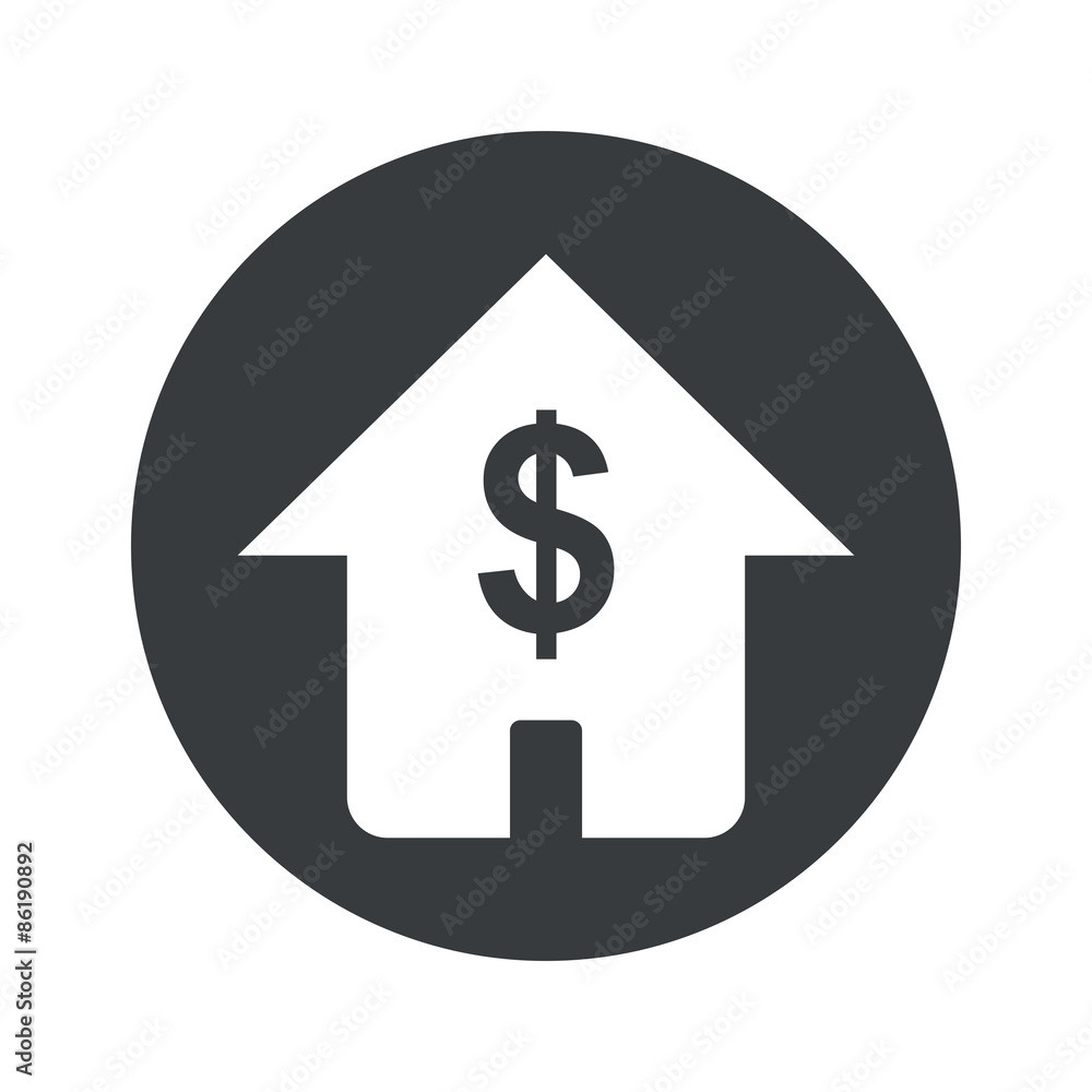 Monochrome round dollar house icon Monochrome round dollar house icon