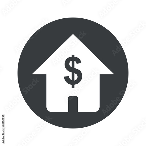 Monochrome round dollar house icon