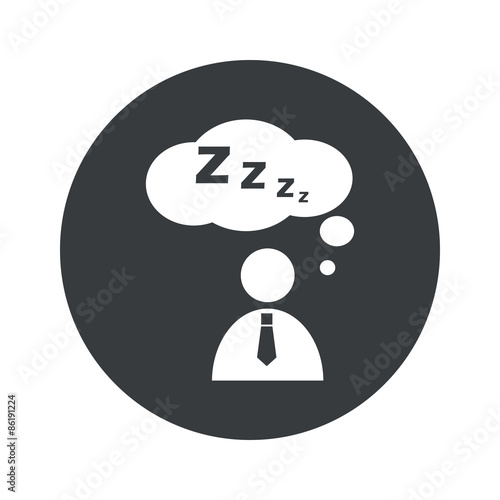 Monochrome round sleeping person icon