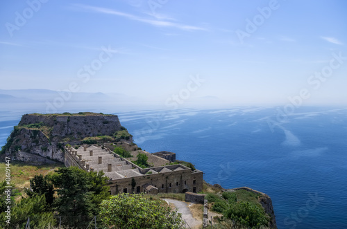 View to the sea from the old fortress in Corfu island  Greece