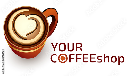 Logo template coffee or cafe business, coffee cup, cappuccino cup, vending logo