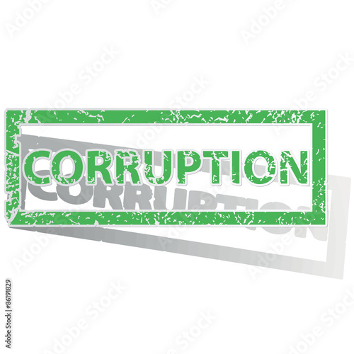 Green outlined CORRUPTION stamp