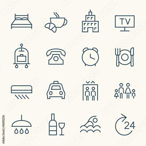 Hotel services icon set