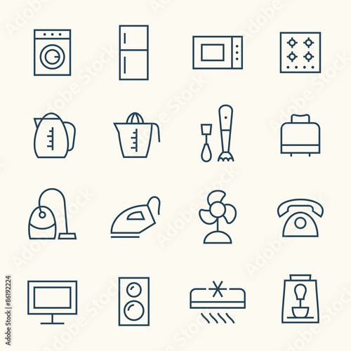 Household appliances icon set