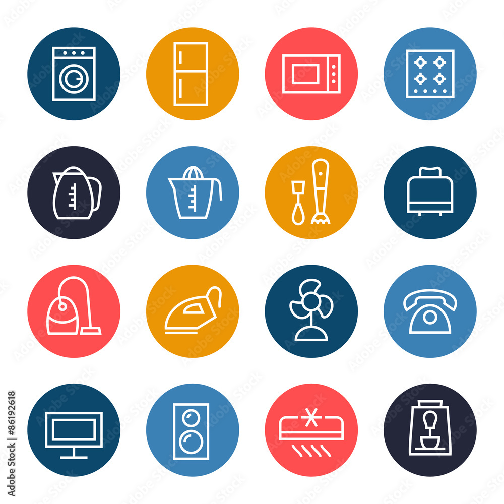 Household appliances icon set Household appliances icon set