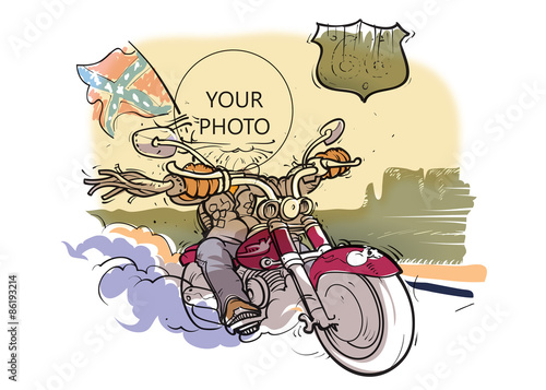 Biker face cut-out, biker cutout board. Vector