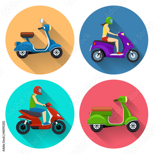 Scooter transport flat icons