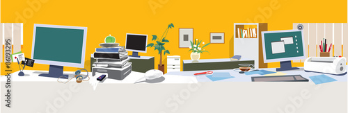 Office open space. Managers and clerks jobs place. Vector