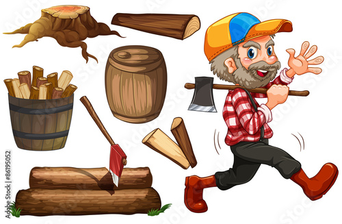 Lumber jack and wood