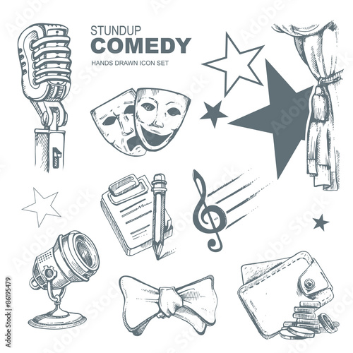 standup comedy icons set