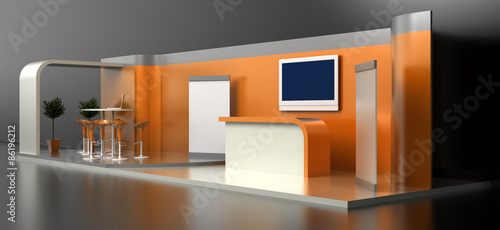 Fotografie Empty and blank exhibition booth; original 3d illustration, original 3d modeling
