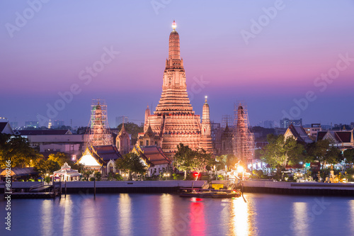 Wat Arun Buddhist religious places in twilight time  Bangkok  Thailand