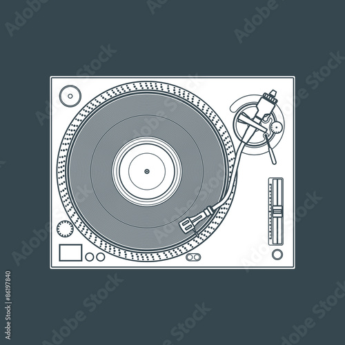 solid color vinyl turntable device illustration.