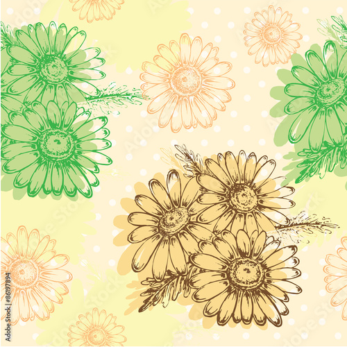 Fototapeta Naklejka Na Ścianę i Meble -  illustration chamomile pattern background