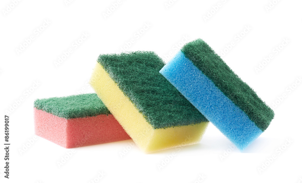 Pile of three kitchen sponges Pile of three kitchen sponges
