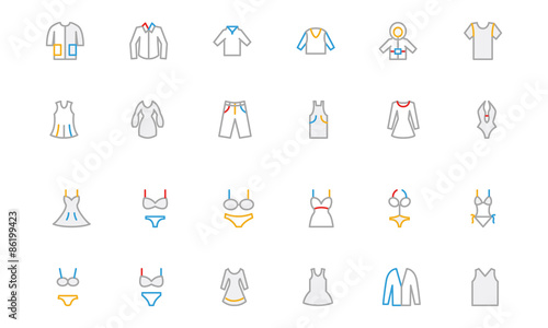 Clothes Colored Outline Vector Icons 1
